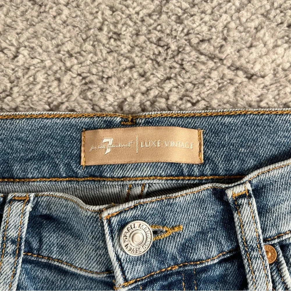 7 For All Mankind Women’s‎ Luxe Vintage Raw Hem Jeans HW Slim Kick Size 28 - Picture 3 of 9